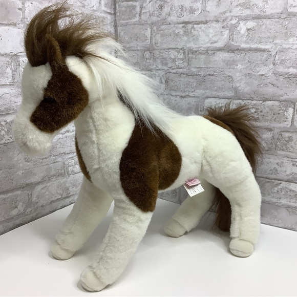 Vintage Douglas Pinto Horse Plush 18” Painted Pony White Brown Stuffed Animal
